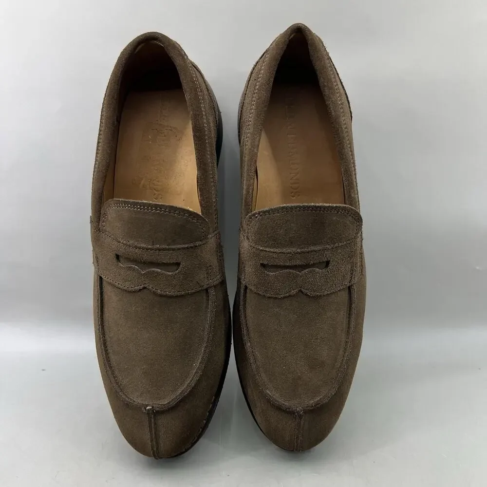 Allen Edmonds Denali Penny Loafers Men Size 8 3E Wide Brown Suede Dress Shoes